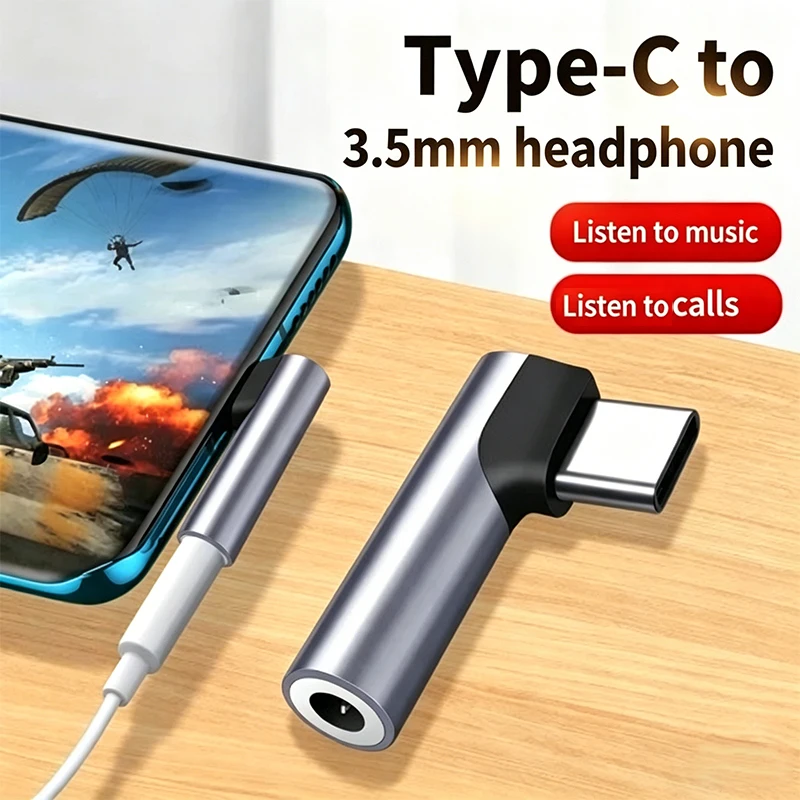 엘보 게이밍 이어폰 어댑터 타입 C - 3.5mm 잭 90 ° 오디오 어댑터는 음성 통화를 지원합니다. USB C 3.5mm 오디오 어댑터 변환기 Cac