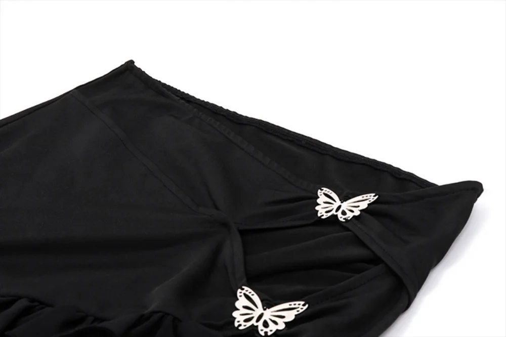 Side Hollow Out Skirt Suits Women Butterfly Mesh Mini Skirts And See Through Bodycon Bodysuit 2 Piece Sets For Ladies