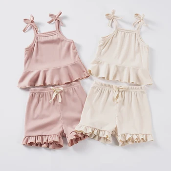 Kids Clothing Sets New Baby Girl Camisole Top + Lace Shorts 2PCS Summer Casual Children Clothes Suits 1