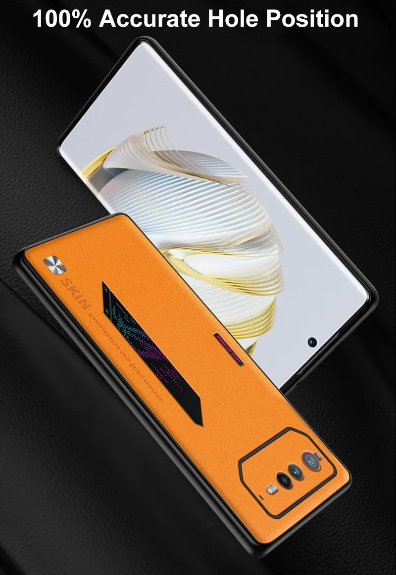 Luxury PU Leather Phone Case For Asus ROG Phone 6 Back Cover Matte Silicone Shockproof Full Camera Protection Case Coque_voghion.com