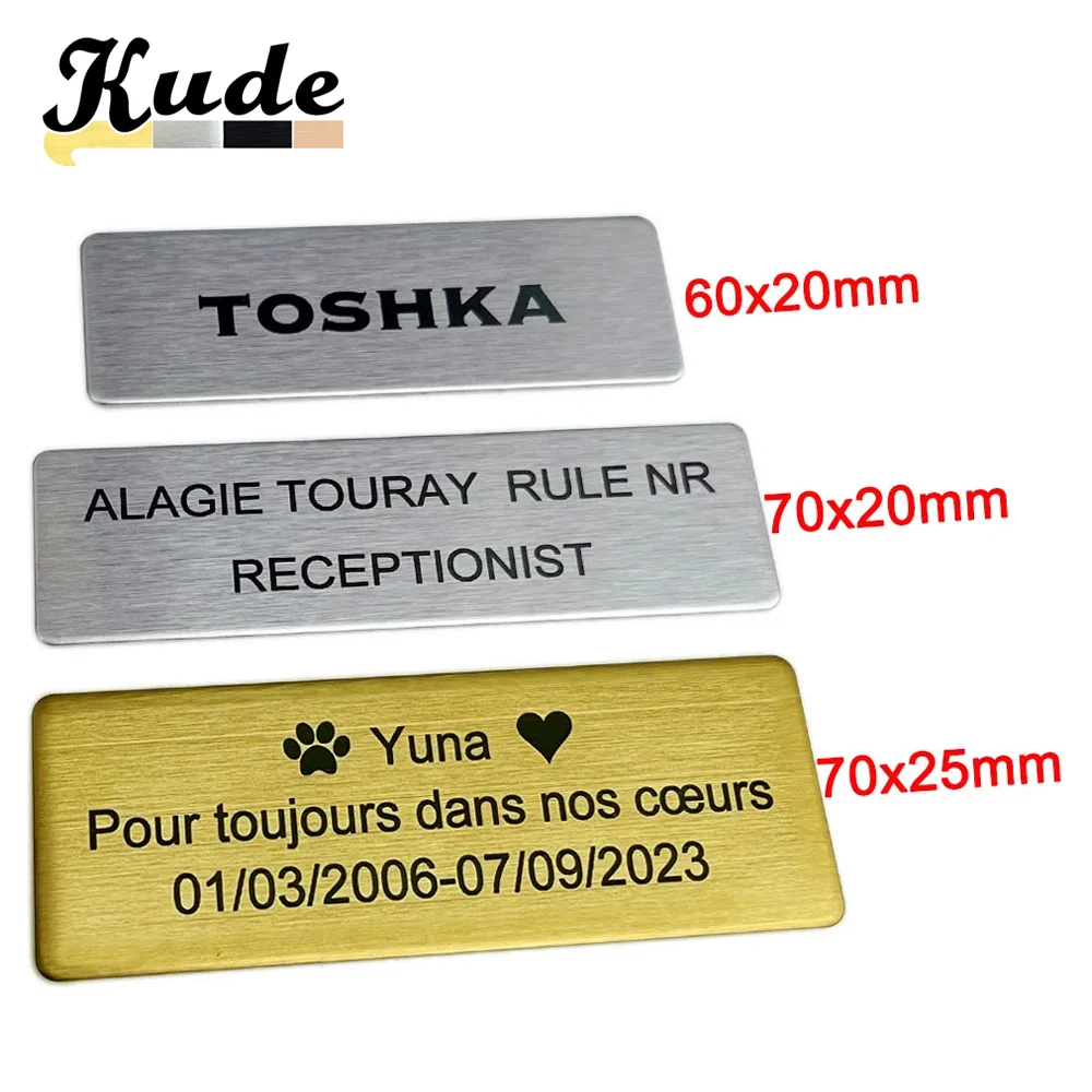 

6*2/7*2CM Engrave Your Logo Text Plate Customize Badge Personalize Brooch Pin Double Sided Tape Magnet ID Door Mail Box Name Tag