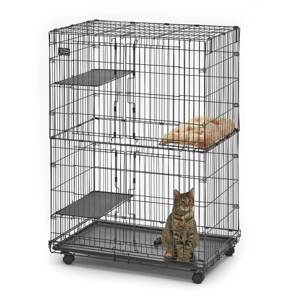 Collapsible Cat Playpen with Adjustable Benches