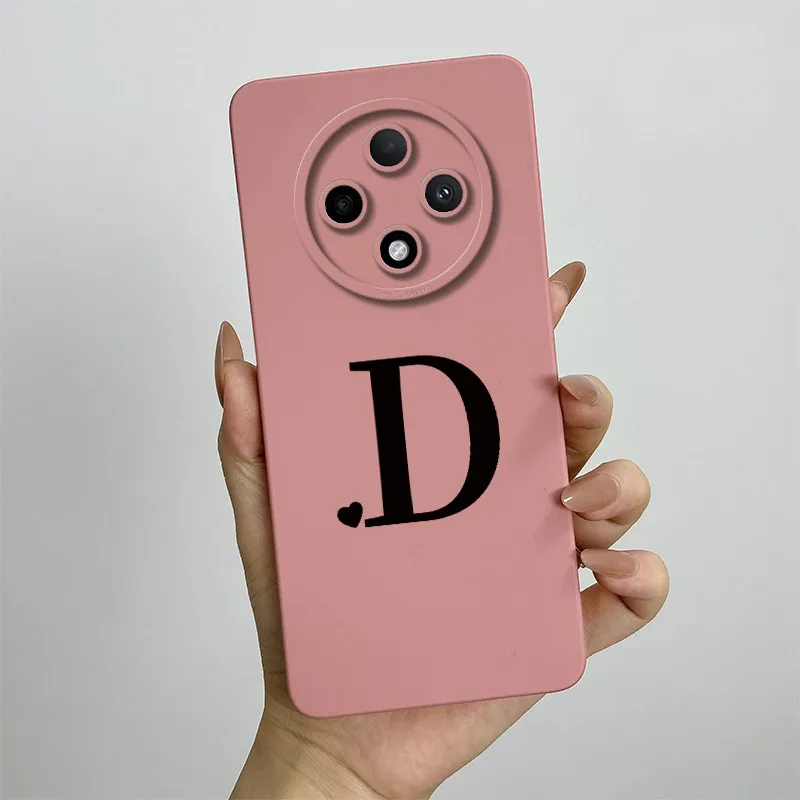Cute Initial Letters Square Silicone Matte Shockproof Back Cover