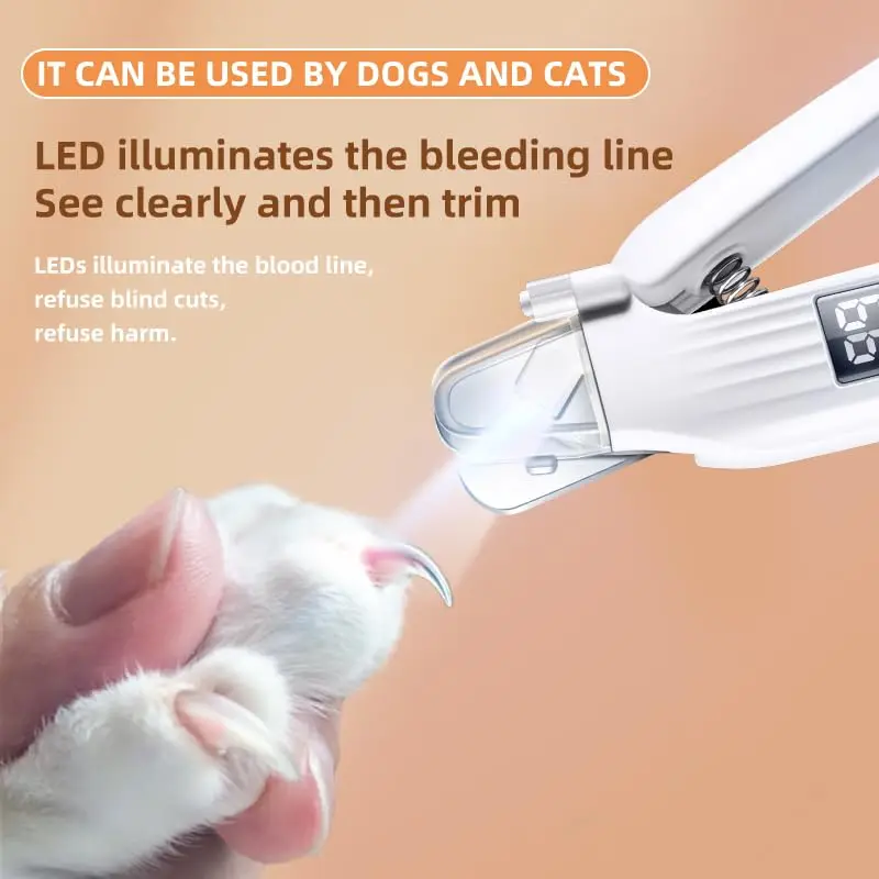 Pet Nail Clipper Trimmer with LED Light USB Rechargeable Electric Nail Clipper Display Grinder Prevent Injury Low Noise