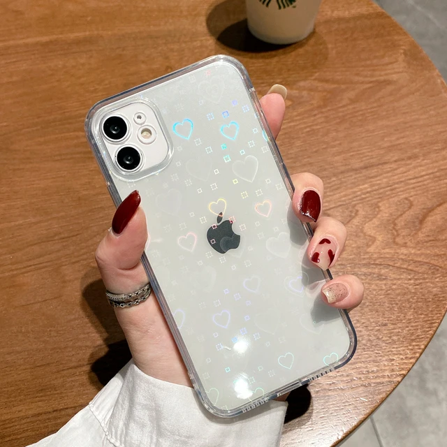 thumbnail image 1 of Funda transparente con corazones para iPhone, 15, 14, 13, 12, 11 Pro Max, Mini, XR, 7, 8, 14 Plus, XS, SE, 1 of 5