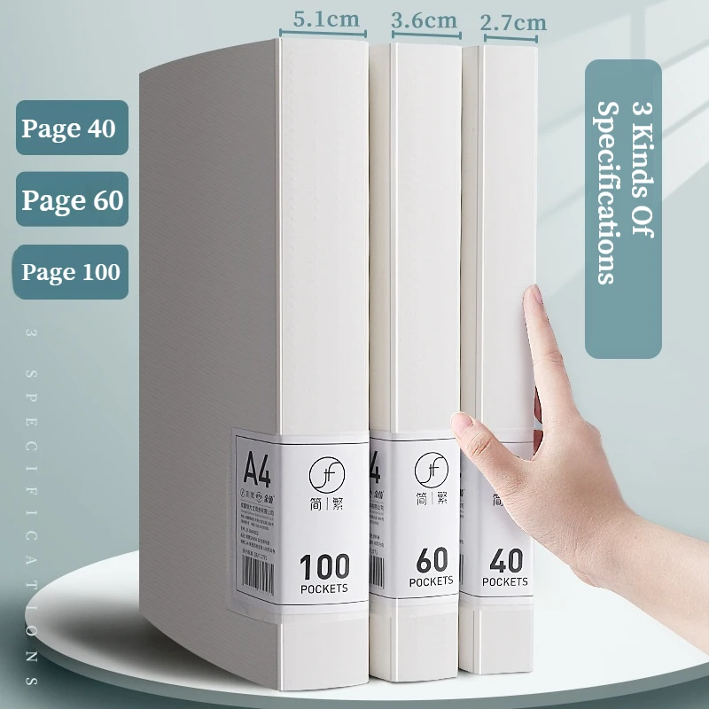 60/100 Page A4 File Storage Box Multifunctional Transparent Insert Data Book Student Test Paper Office File Storage Box