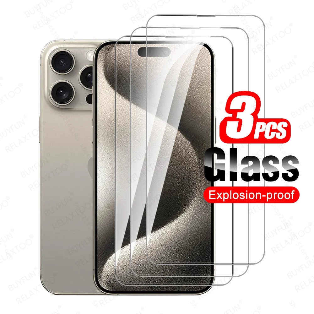 I Phone 15Pro Glass 3Pcs Vetro Temperato Per Apple Iphone 15 Pro Max Screen Protector Per Iphone 15 Plus Iphone15Pro 15Promax 5G