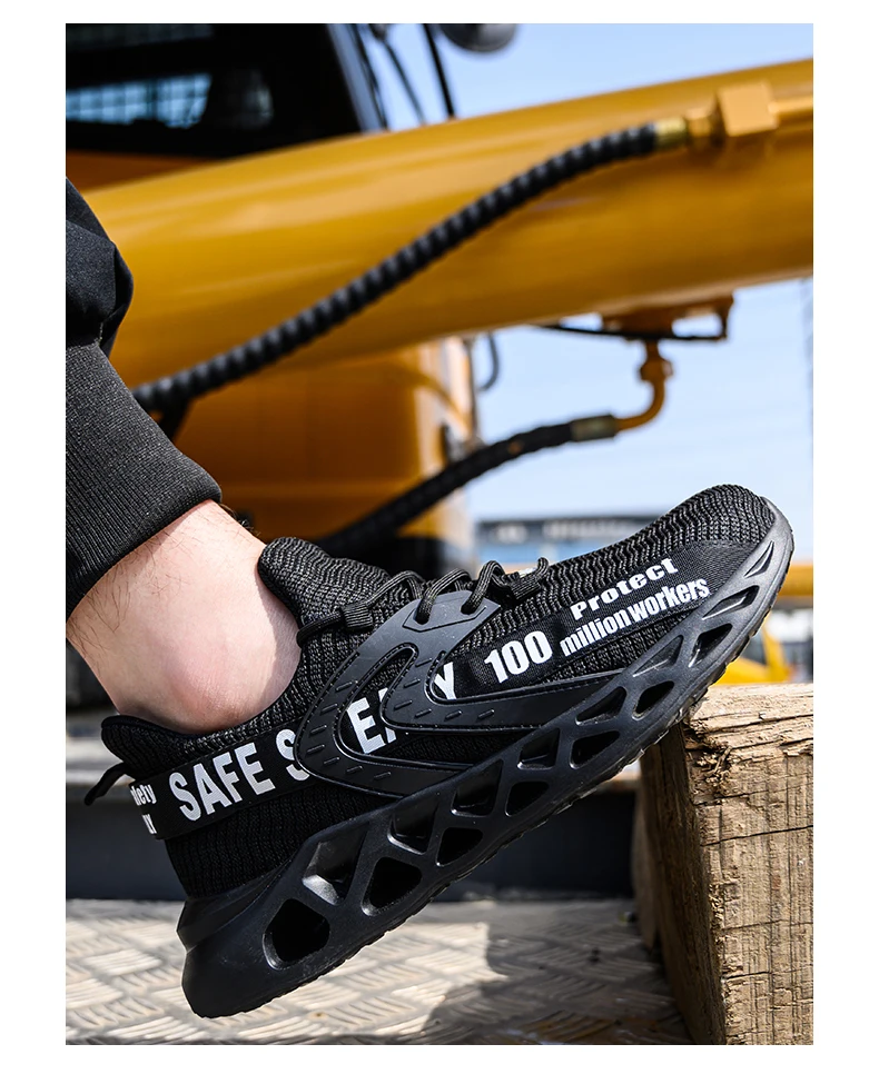New Safety Shoes Men Breathable Light Work Sneakers Steel Toe Shoes Anti-smash Anti-puncture Indestructible Shoes Large Size 50