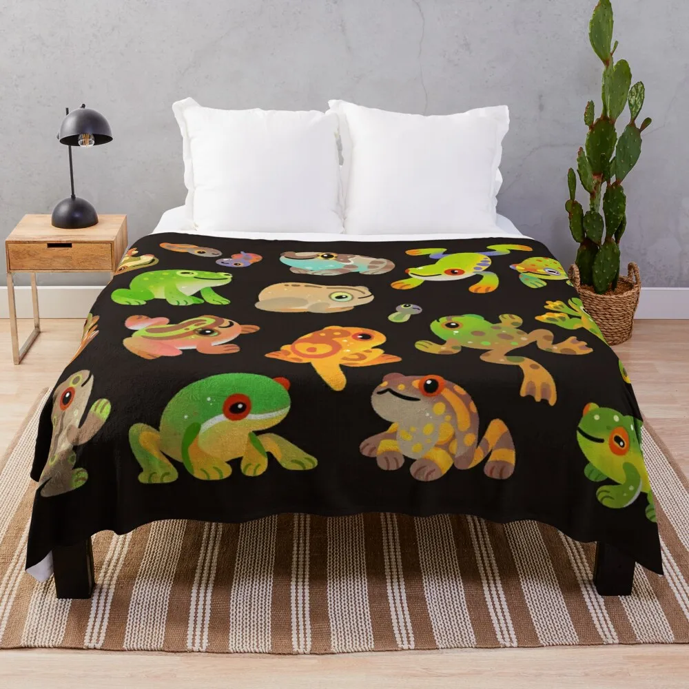 

Tree frog - dark Throw Blanket Camping Picnic Blankets