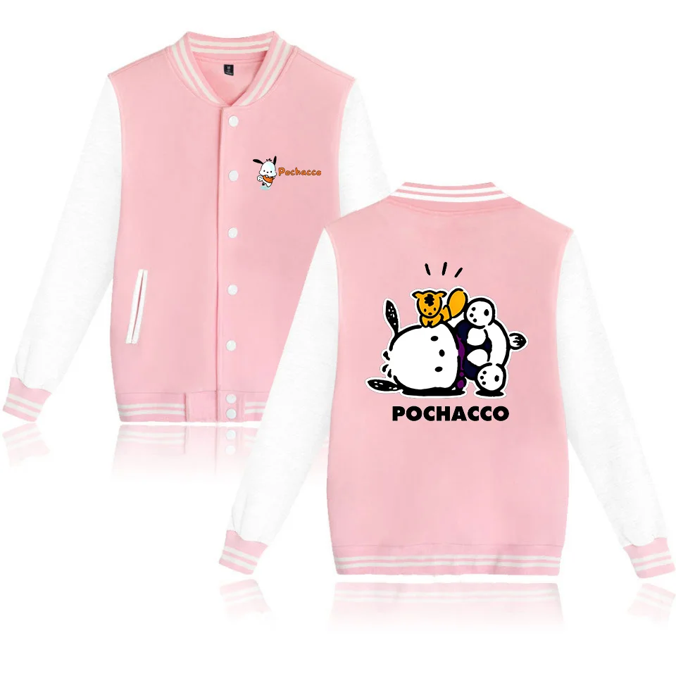 Pochacco Bomber Jacket Women Men Autumn Baseball Jacket Coat Cartoon Kid Streetwear Harajuku Bomber College Jacket 2