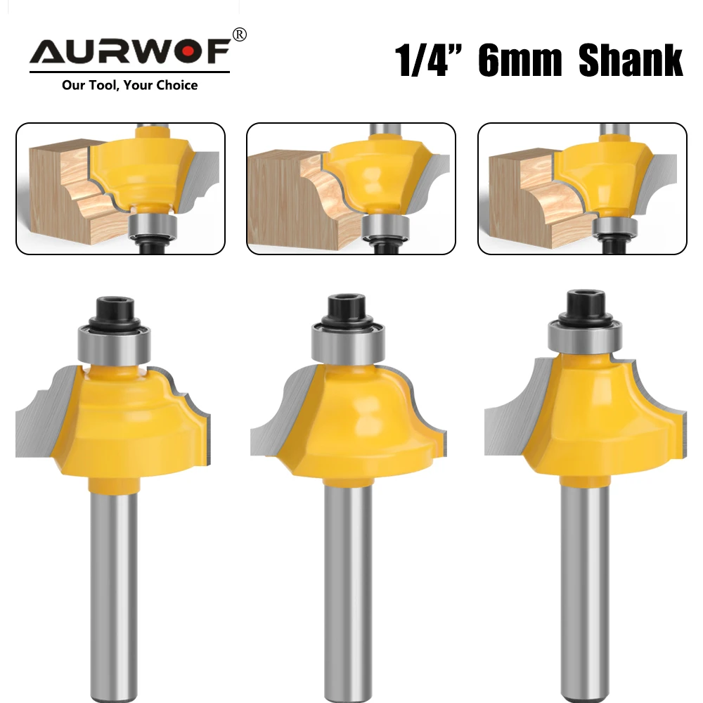 

3pcs 1/4 Shank Wood Router Bits Set Beading Bit Roman Ogee Bit With Bearing Double Flutes Woodworking Tools Tungsten Carbide 062