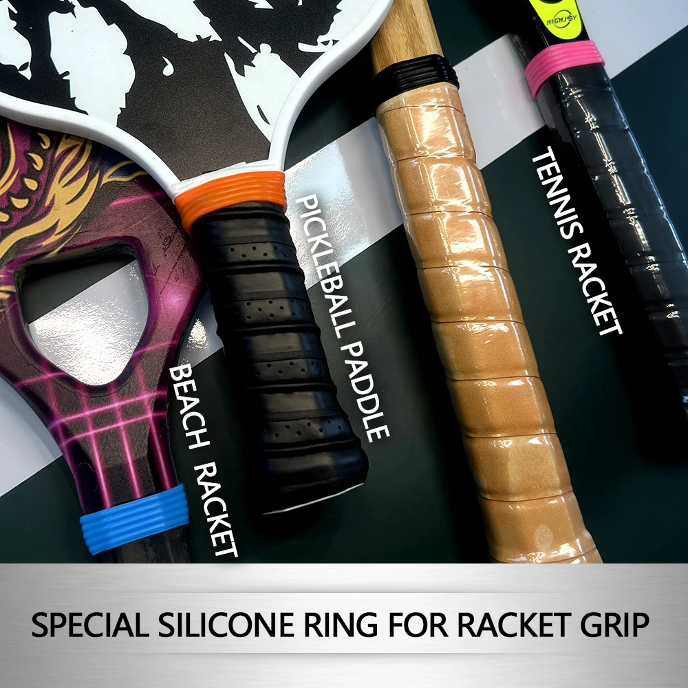 Tennis Racket Grip Round Elastic Silicone Ring Fixed Grip Rubber Sweat-Absorbent Belt Racket Sports Accessories 4Pcs