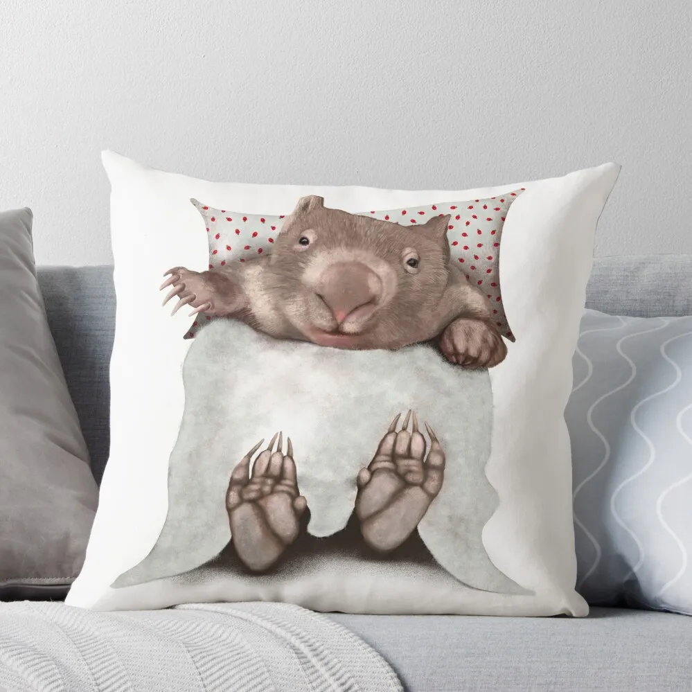 Wombat in Bed Throw Pillow Decorative Sofa Cushions Luxury Living Room Decorative Cushions Elastic Cover For Sofa