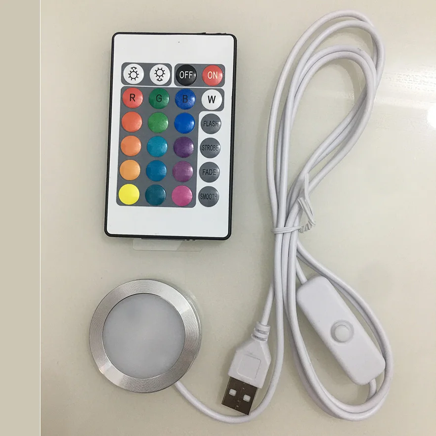 LED Cabinet Lights USB 5V 3W RGB Spotlight Surface Installation 5v Controller LED Simple Ceiling Light Wine Cabinet Light Ultra Thin 8mm Downlight