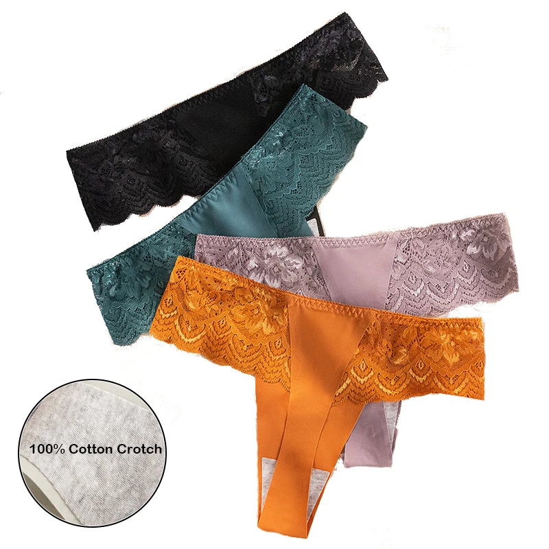 

Women's Lace Panties Seamless Floral Sexy Underwear For Women Ice Silk Thong Woman Lingerie T-back G-String Female Panty 2022