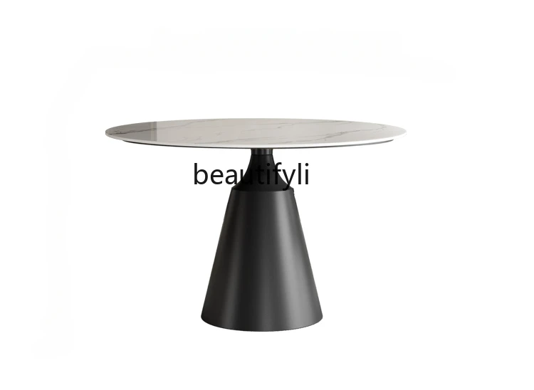 

Light Luxury Stone Plate round Dining Table Modern Simple Home Designer Model Small Apartment round Table Dining Table