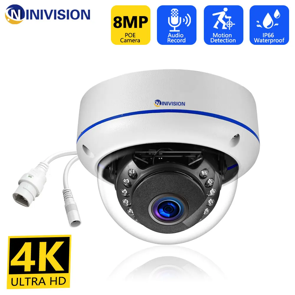 Telecamera Ip 8Mp 4K Outdoor H.265 Metal Indoor Dome Cctv Visione Notturna Home Videosorveglianza Cctv Audio Motion Detection Camera