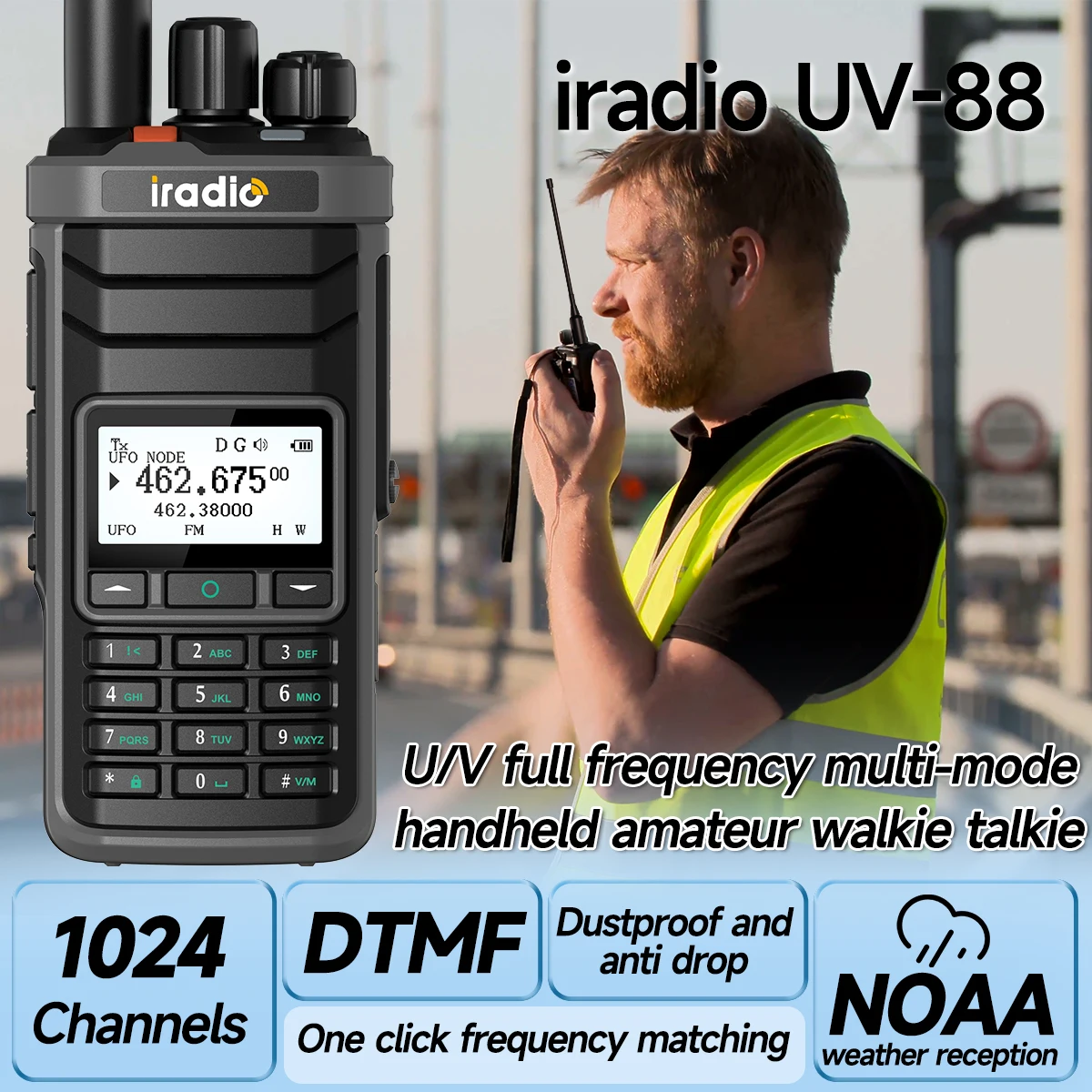 Iradio UV-88 Walkie Talkie Multi Band Ham Radio HF CB SSB AM Type-C Charging LSB CW LW MW SW 1024 Channels 3