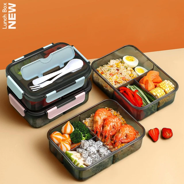 5pcs/set Multi-grid PP Lunch Box With Spoon & Fork & Chopsticks