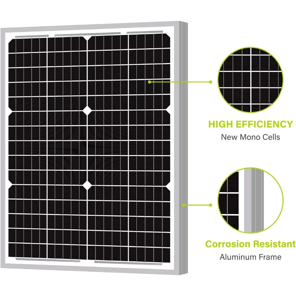 Newpowa 30W 24V Solar Panel High-Efficiency Monocrystalline 24V PV Module Designed for Off Grid System, Charge Your