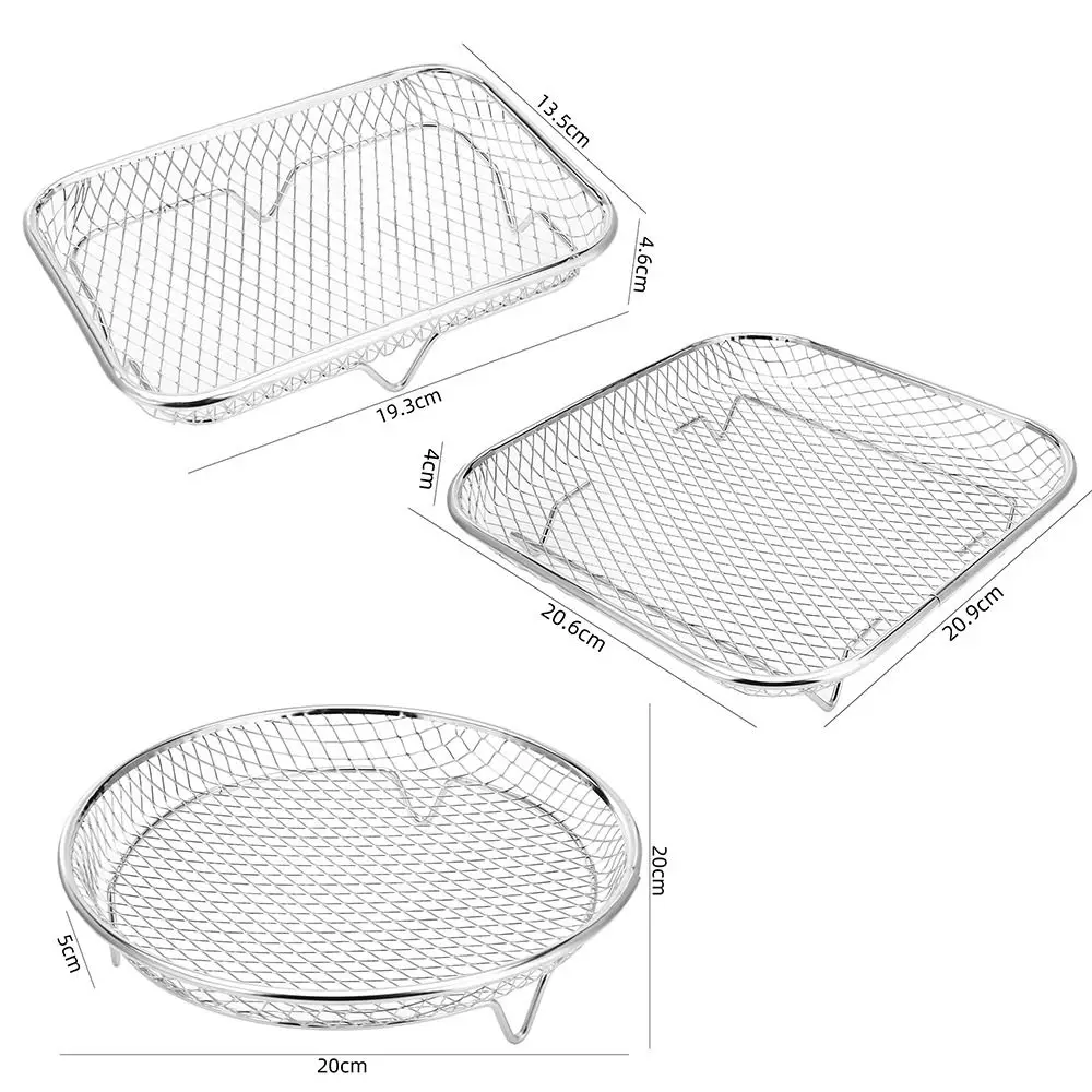 New Stackable Air Fryer Rack Non-Stick Stainless Steel Grilling Rack Airfryer Tray Grill Basket Durable Kitchen Gadgets