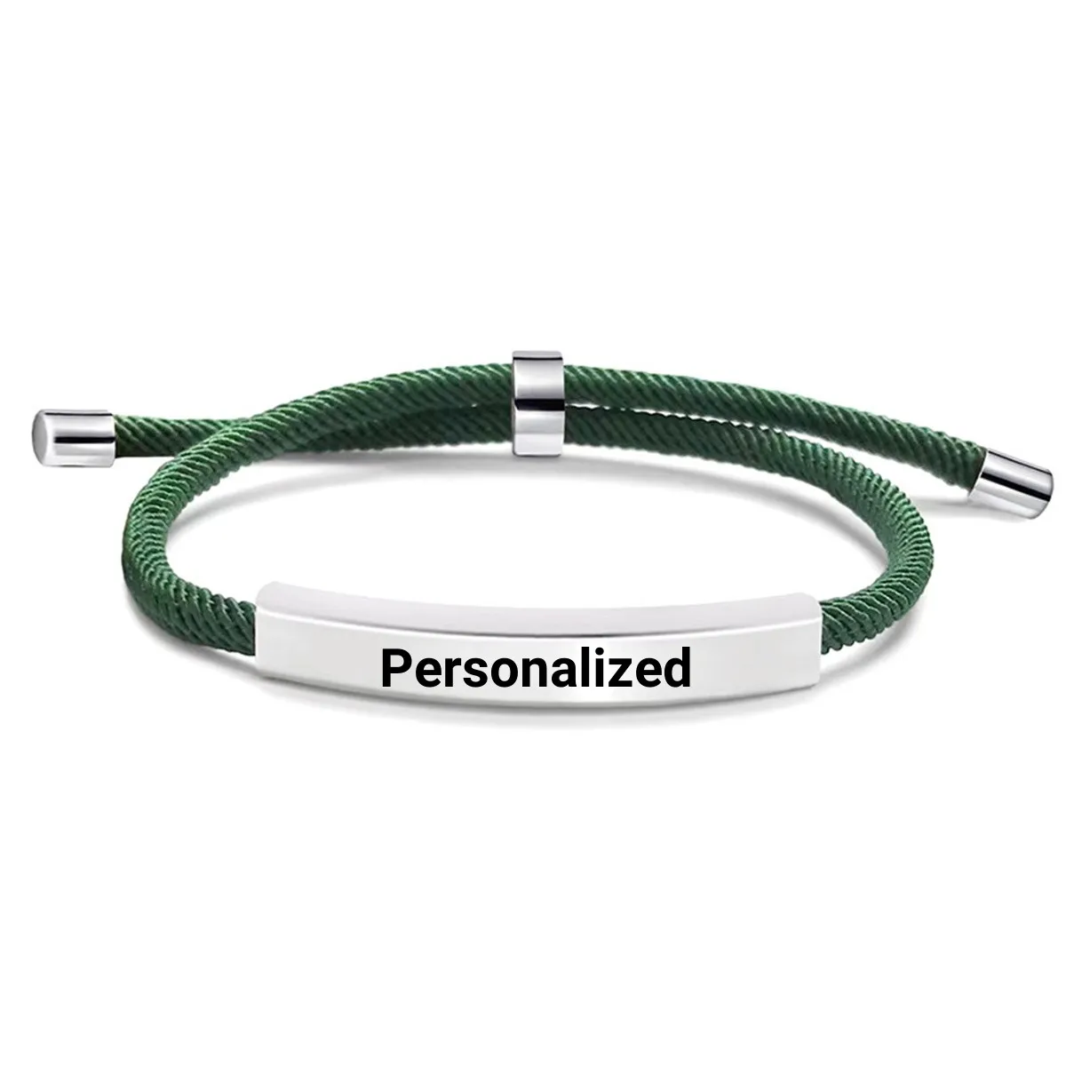 Customized Engraved Name Text Braided Rope Chain Bracelets For Women Men Stainless Steel Carve Anniversary Date Bracelet Jewelry