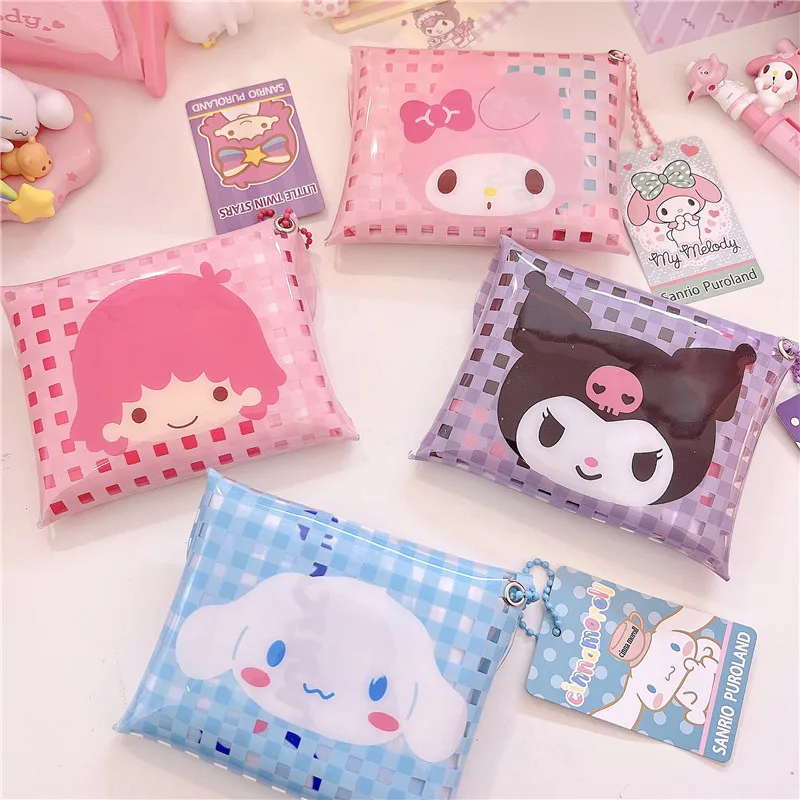 

2pcs/set Cute Anime Cartoon Sanrio Kuromi Melody Cinnamoroll PVC Bag Kawai Folding Eco Bag Shoulder Bag Girls