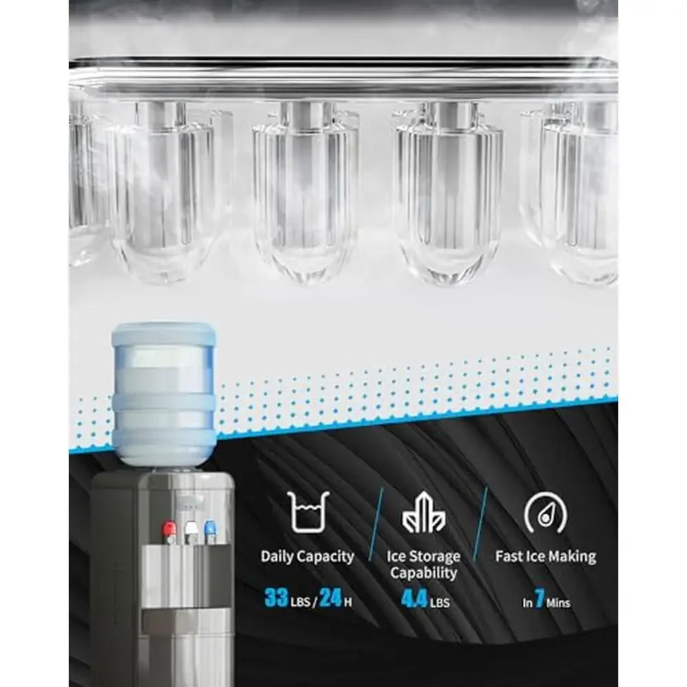 3-in-1 Water Dispenser with Ice Maker 3 or 5 Gallon Bottle Cooler 33LBS/24H Top Loading Anti-Leakage Elegant Design Energy 3