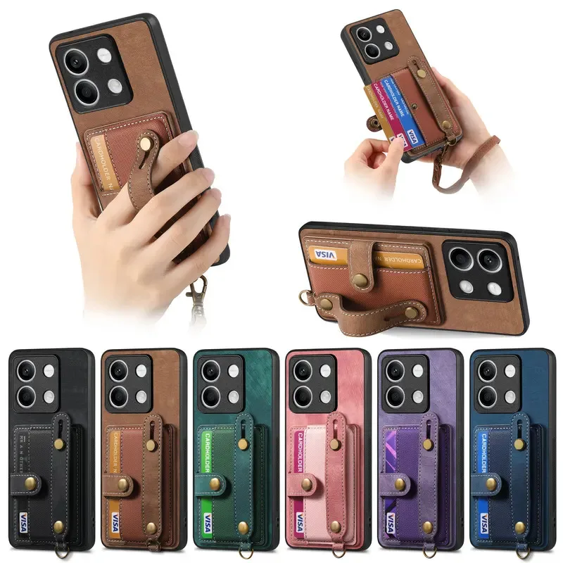 Wristband Leather Wallet Phone Case with Card Pocket