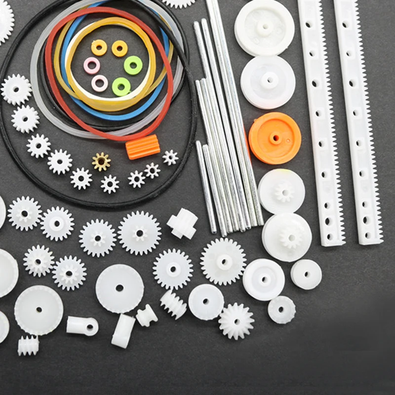 Motor Gear Transmission Gear 82PCS/Set Mixed Plastic Gear Bag Motor Gearbox small toy robot motor Transmission Gear 0.5 Mold DIY Handmade Toy Accessories
