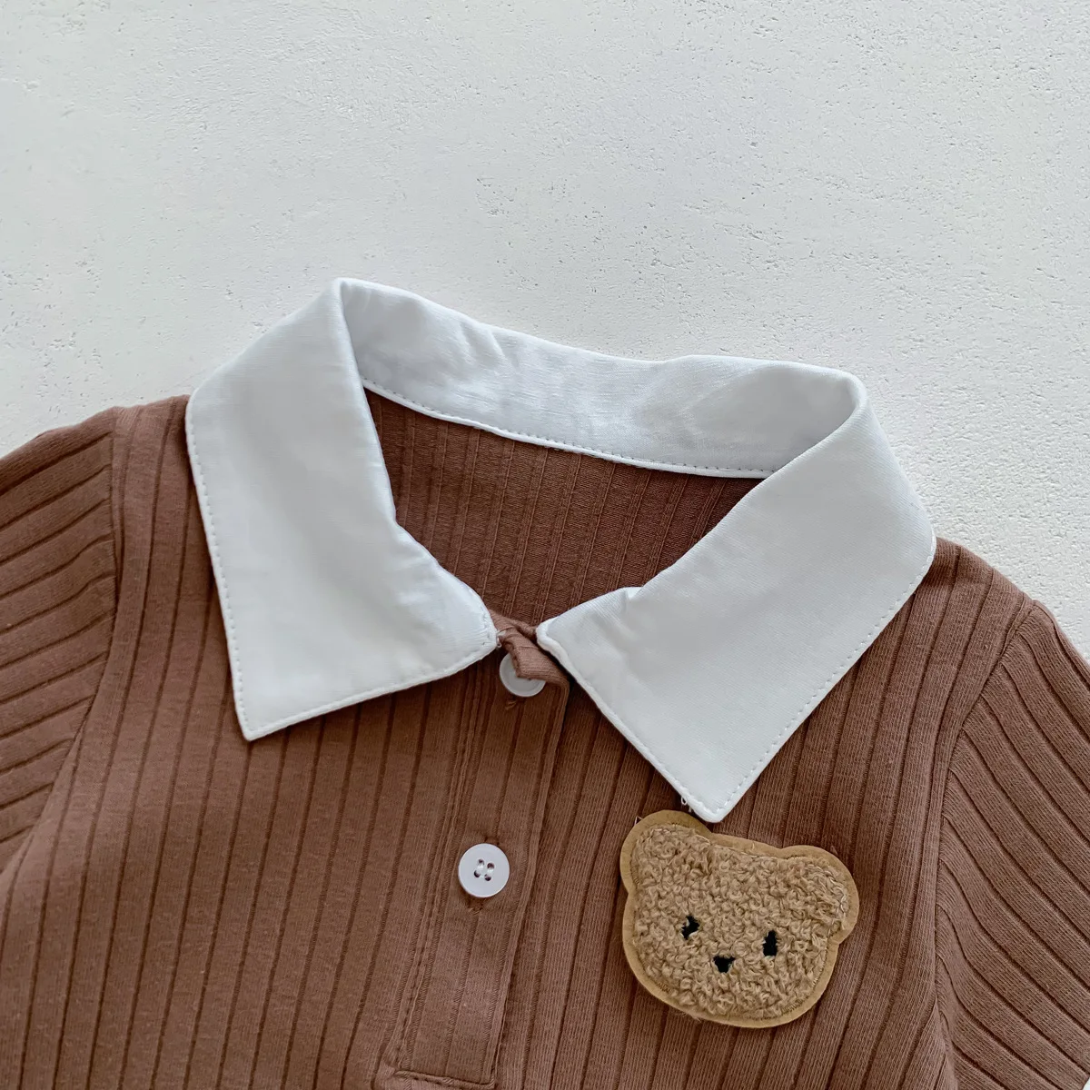 2023 abbigliamento per bambini estate nuovo cartone animato orso neonato pagliaccetto tuta a maniche corte in cotone lavorato a maglia - immagine 5