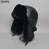 New Unisex Real Rex Rabbit Fur Bomber Hat Ushanka Cap Trapper Russian Men Women Ski Hats Caps Real Sheepskin Leather Winter Warm 1
