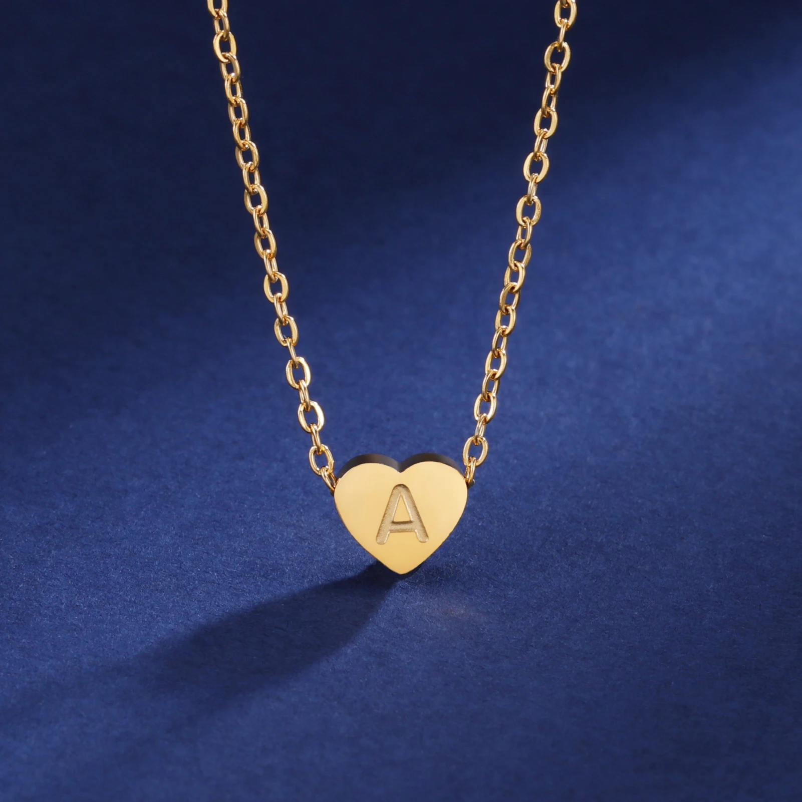 Cazador Stainless Steel Initial Letter Heart Pendant Necklaces for Women Necklace Jewelry Birthday Mother's Day Gifts_voghion.com