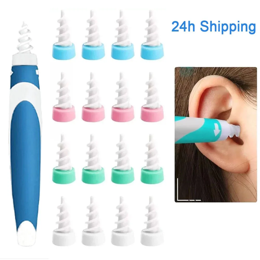 Ear Cleaner Silicon Spoon Tool Set 16 Pcs Care Soft Spiral For Ears