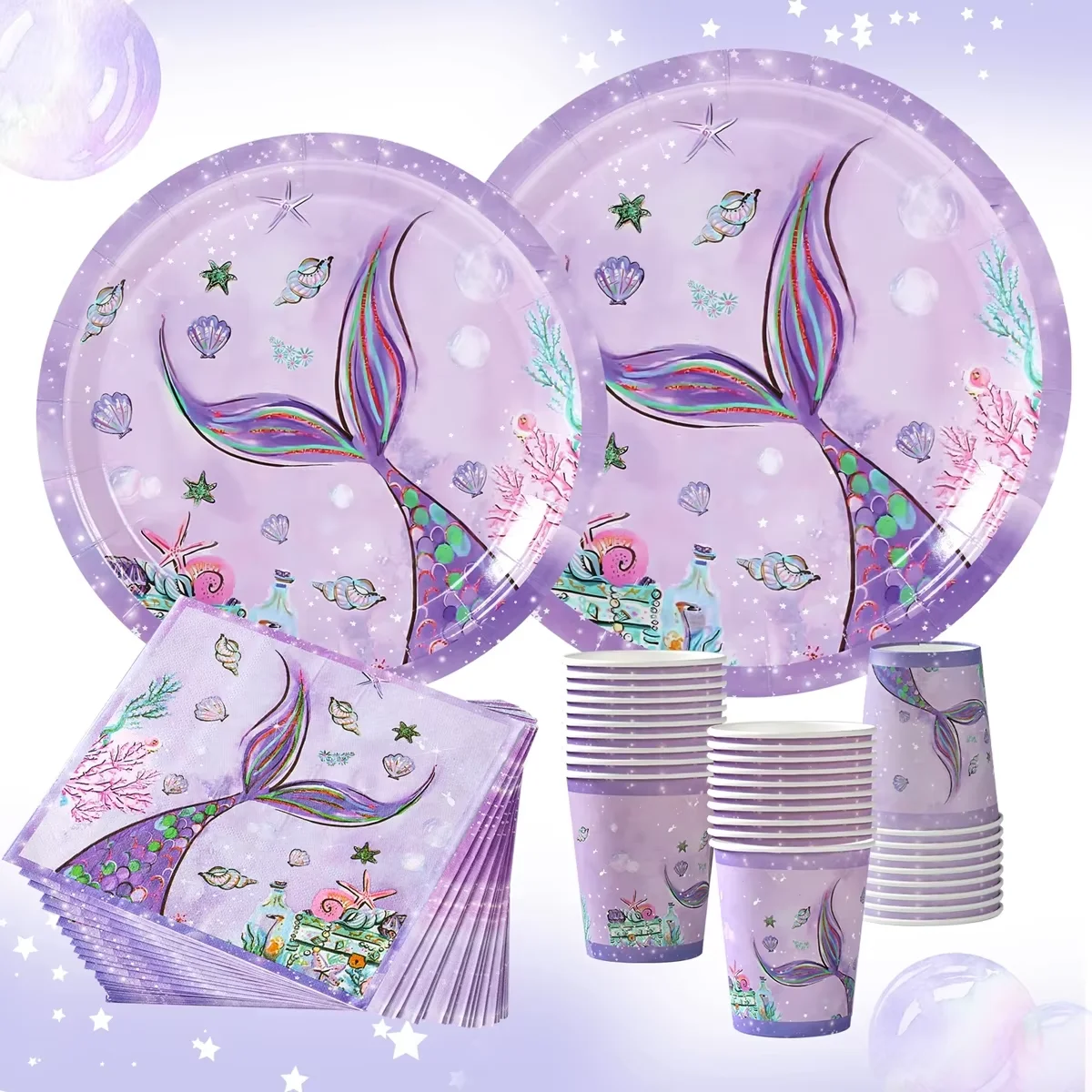 Mermaid-Themed Popcorn Boxes for Birthday and Baby Shower Decorations