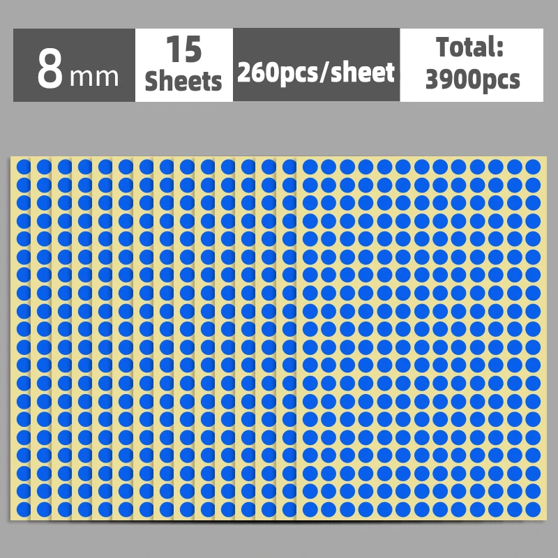 Colorful Multi-Size Self-Adhesive Dot Label Stickers - 15 Sheets for Versatile Organization and Decoration