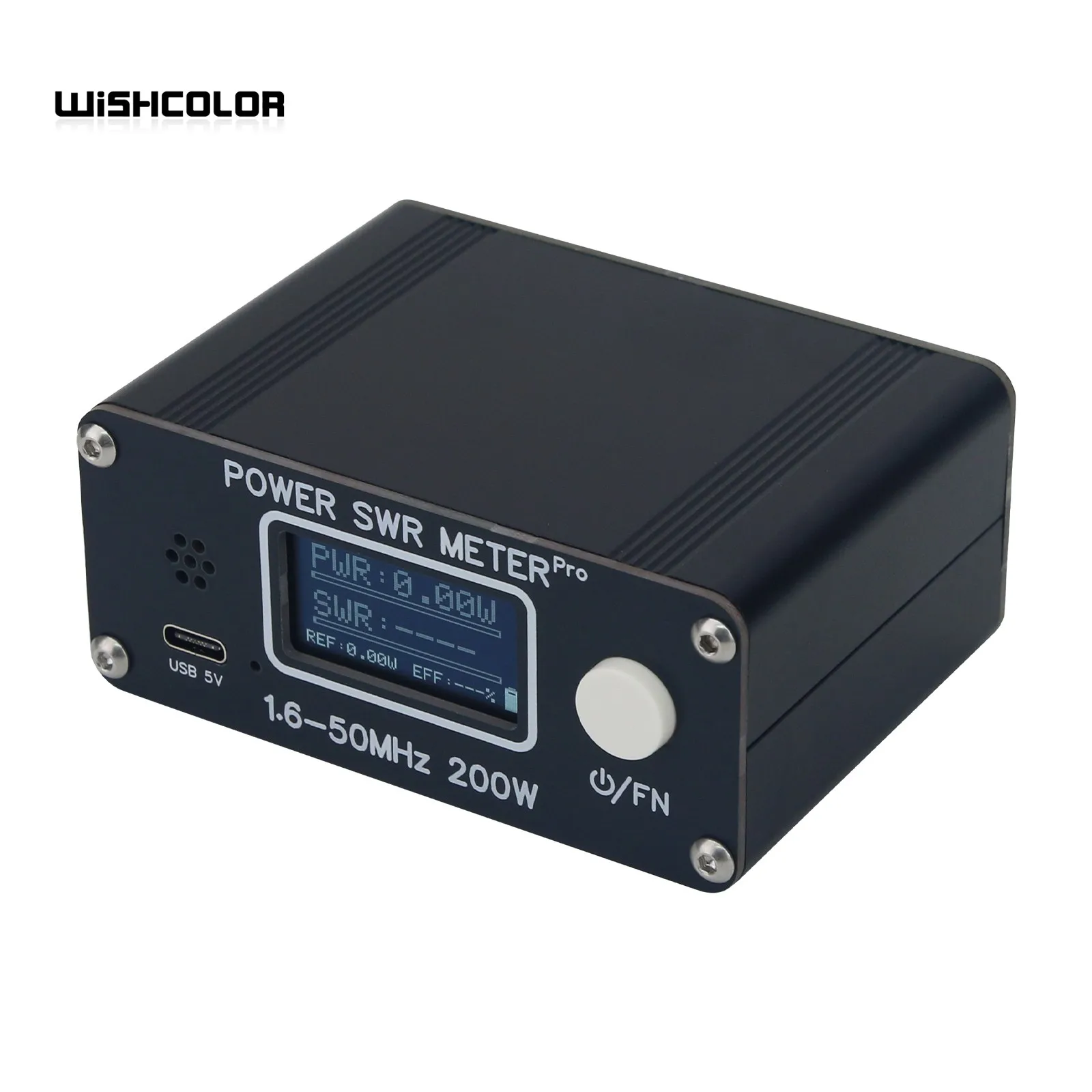 위시컬러 1.6-50MHz 200W 파워 SWR 미터 프로 HF PWR SWR 미터 (1.29인치 OLED 디지털 디스플레이 화면 포함)