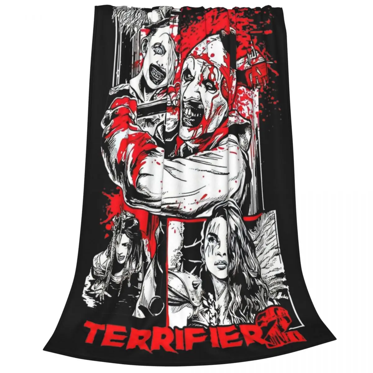 Retro Terrifier 2 Halloween Clown Art Blanket Fleece Print Portable Soft Throw Blanket for Sofa Office Bedspreads 3