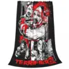 Retro Terrifier 2 Halloween Clown Art Blanket Fleece Print Portable Soft Throw Blanket for Sofa Office Bedspreads 3