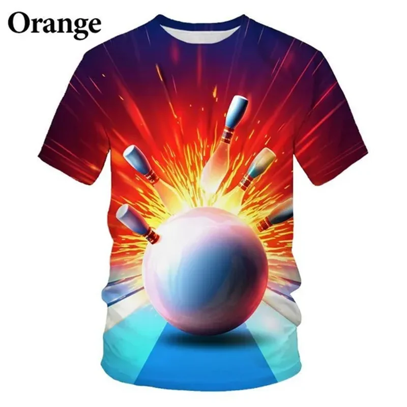 

3D Bowling Printed Pop Sports T Shirts For Men Women Harajuku Streetwear Tee Shirts Kids Cool Hipster Colorful Ball Short Sleeve