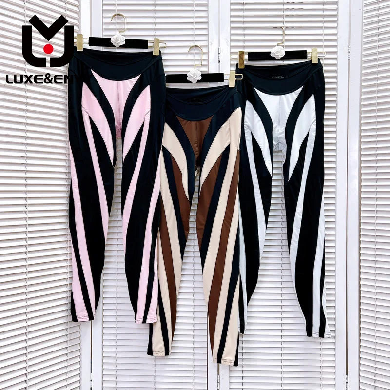 

LUXE&ENVY LUXE&ENVY Good Design Sensible Spicy Girls' Sexy Spliced Mesh Bottom Pants Comfortable Elastic Waist Pants 2023 Autumn