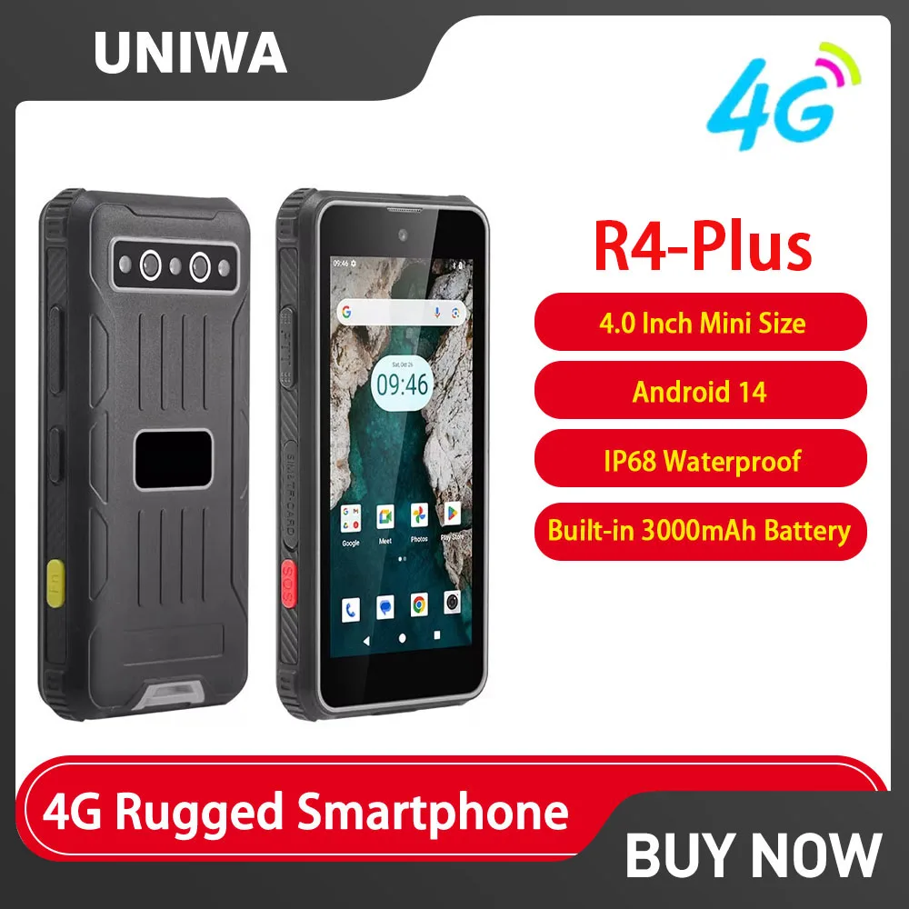 UNIWA R4-Plus 4G 頑丈なスマートフォン Android 14 オクタコア 4GRAM