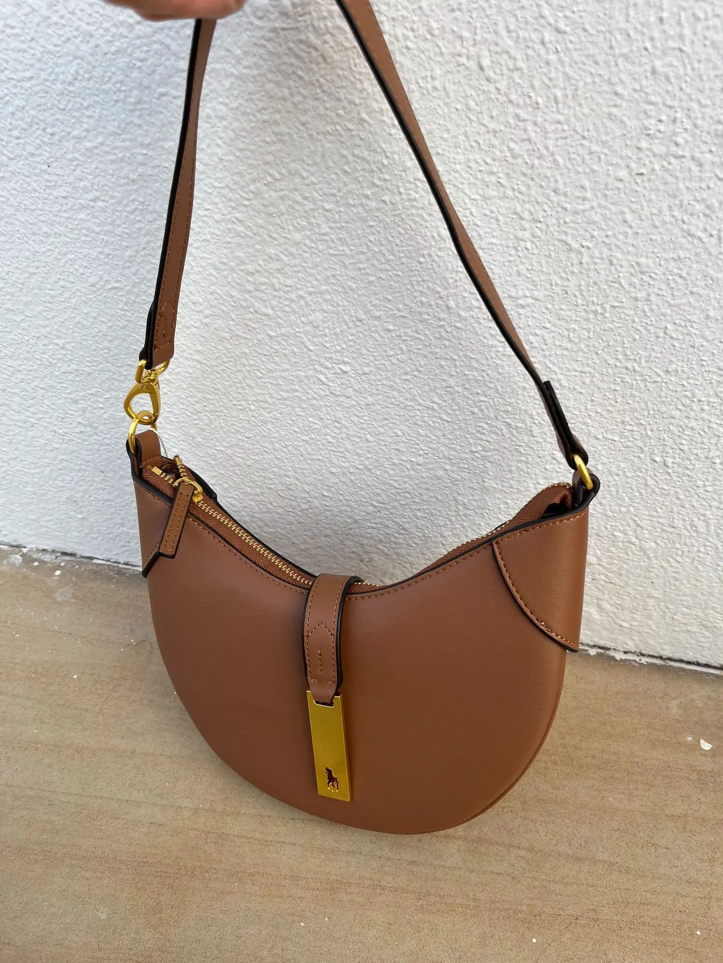Dave&Di French Laides Fashion Blogger Retro LeatherMessenger Hand Carry  Crescent Underarm Saddle Bag Croissant Bag Women