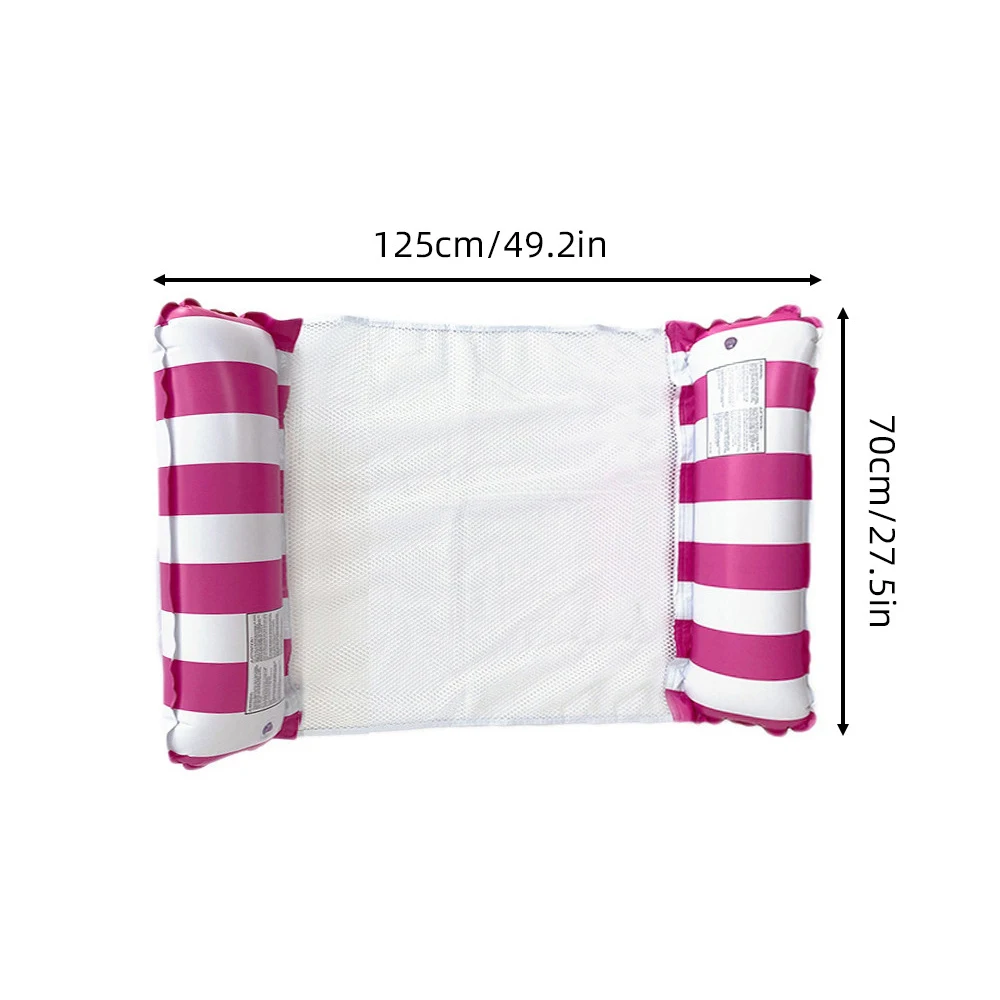 Letto galleggiante pieghevole a strisce con zattera galleggiante gonfiabile in PVC, sedia a sdraio gonfiabile per esterni, amaca per piscina, zattera galleggiante