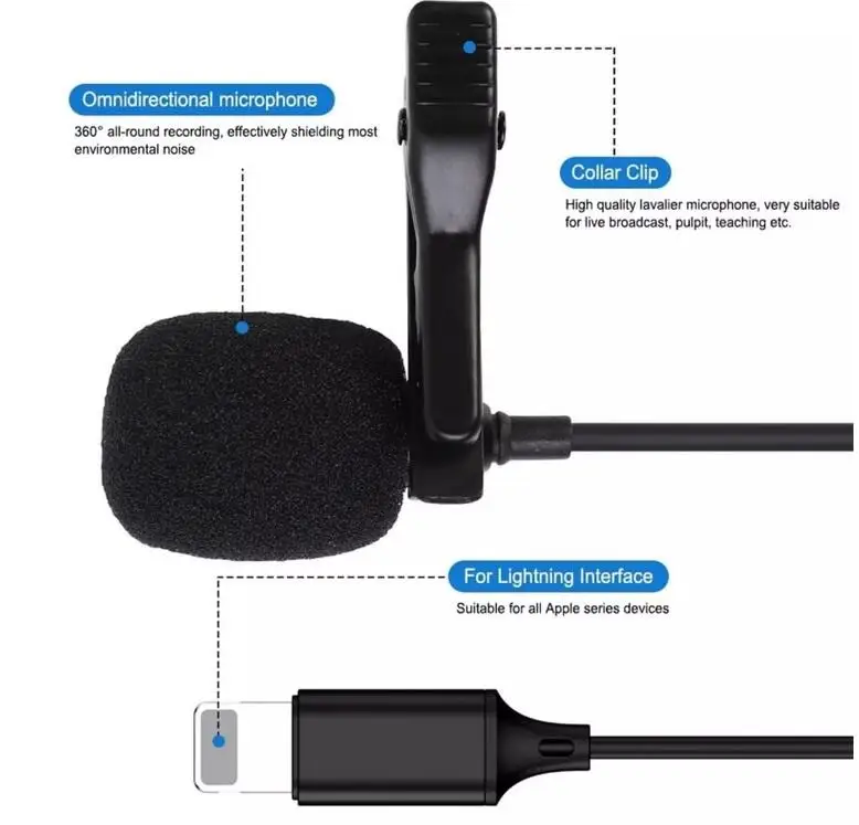 lavalier microphone Universal Mini Microphone For Ios / Type-c / 3.5mm Noise-canceling Recording  Microphone For Iphone Huawei karaoke microphone Microphones