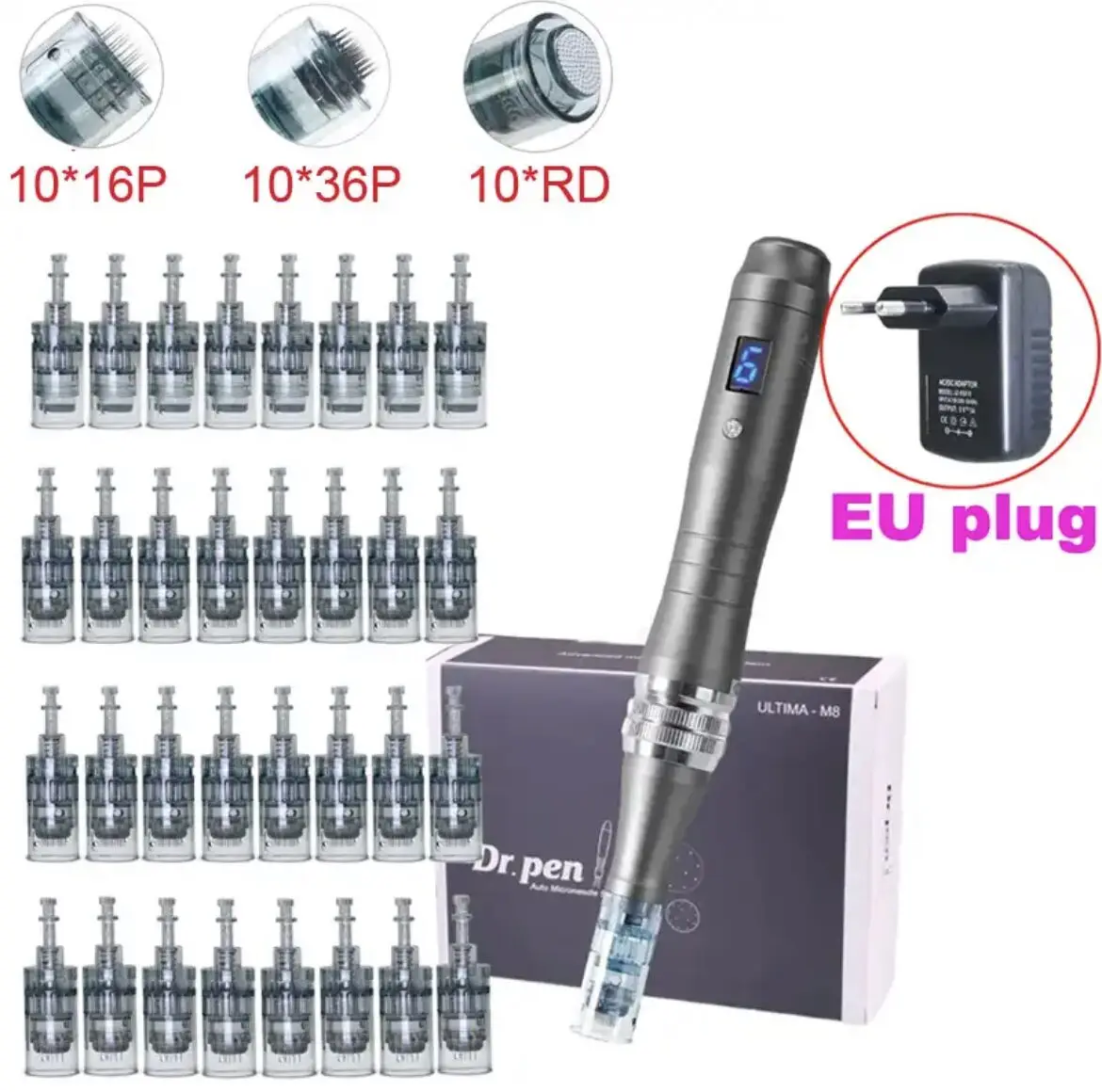 Dr. Pen Ultima M8 Elektryczny Bezprzewodowy Dermapen M8 do Mikroigłowania z 32 Kartridżami Mikroigłowymi Urządzenie do Pielęgnacji Skóry