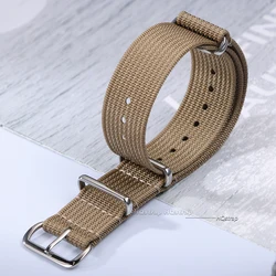 Rugged Ribbed Nylon Watch Strap for Military - Style Timepieces (Dark khaki strap)