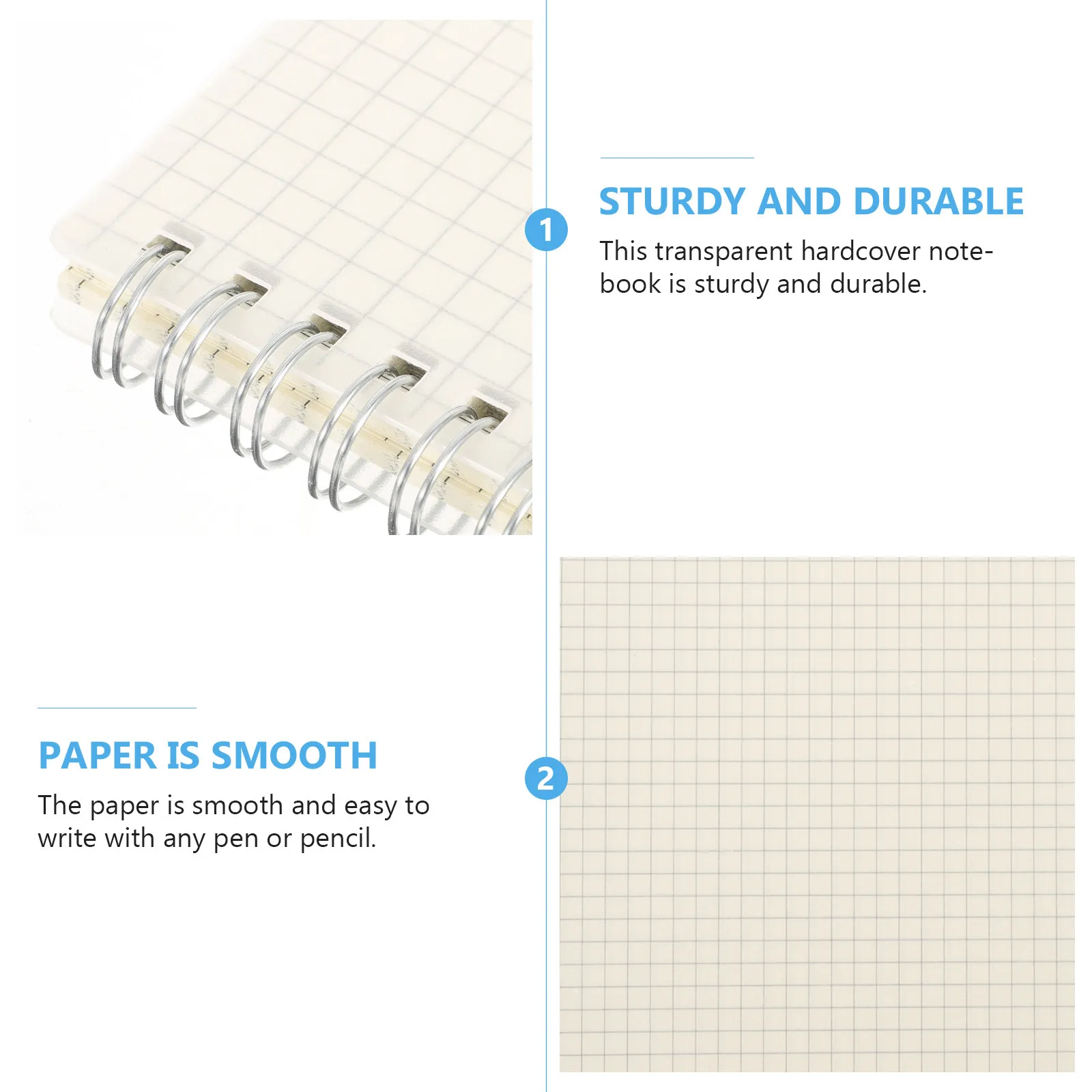 2Pcs Spiral Notebooks Graph Paper Math Grid Note Books for School Work ...