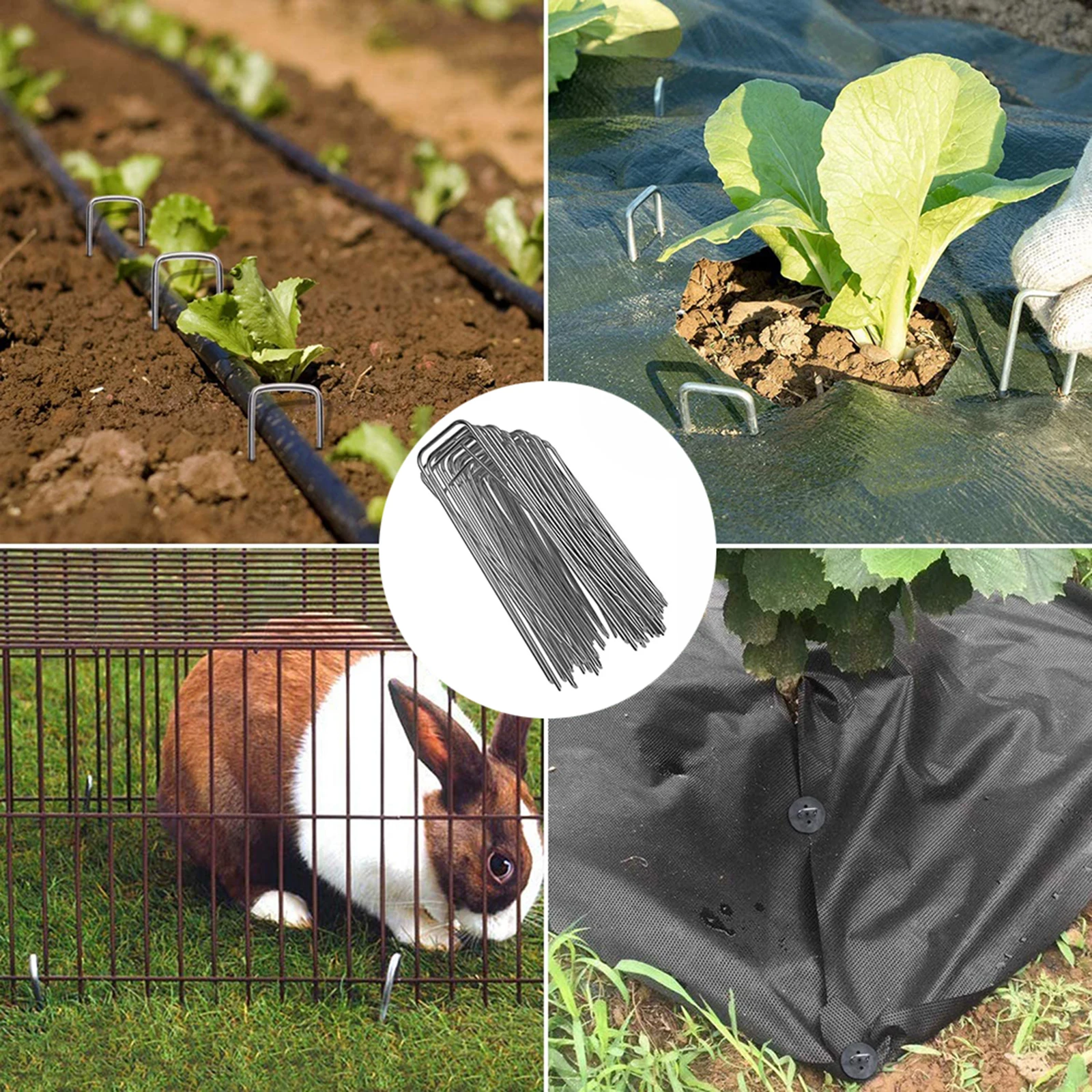 Weed Barrier Stakes Pins Landscape Staples 6 inch Gardening Yard Sod Fencing Tack