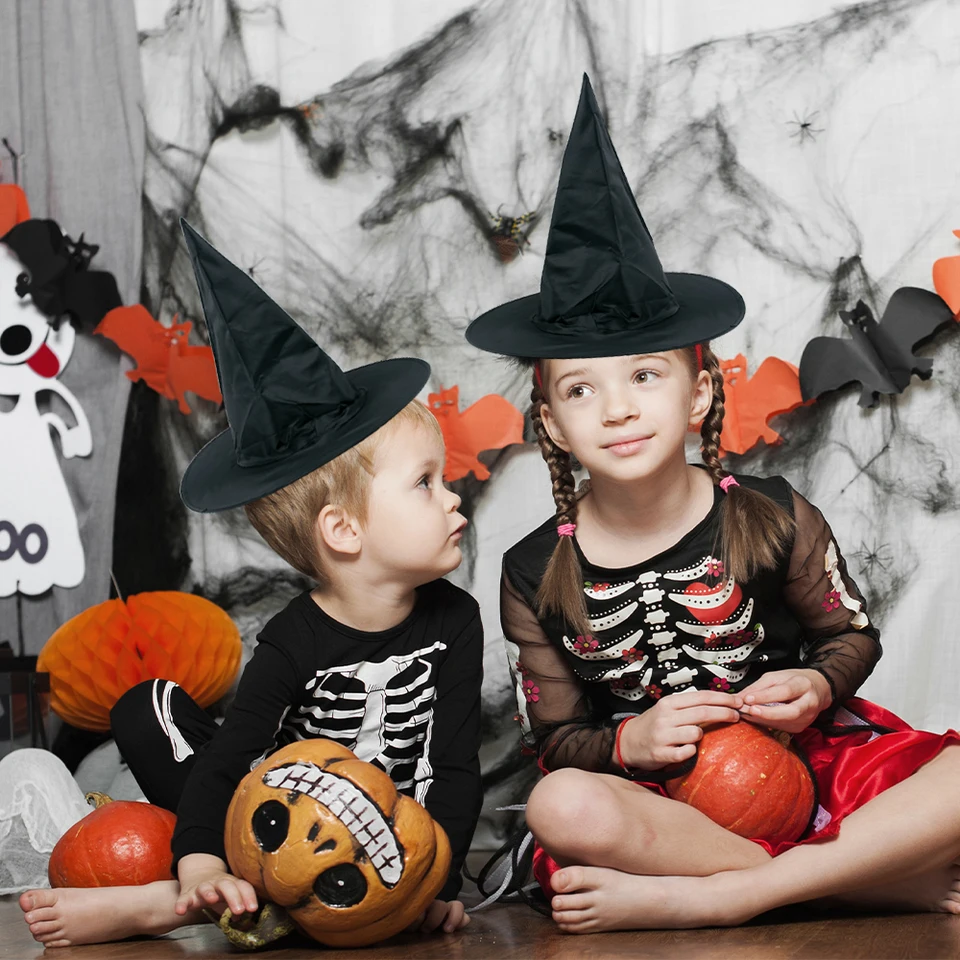 Chapeau De Sorcière Halloween Lot De 8 Chapeaux De Sorcière Halloween - Noir - Accessoire Fête Déguisement Halloween Chapeau